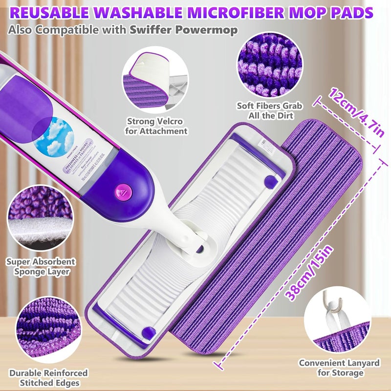 SEVENMAX Microfiber Spray Mops for Floor Cleaning - Dry Wet Floor Mop with Sprayer 3 Washable Pads fit Swiffer Powermop for Hardwood Laminate Tile Wood Vinyl Ceramic Home Kitchen Cleaning - Image 3